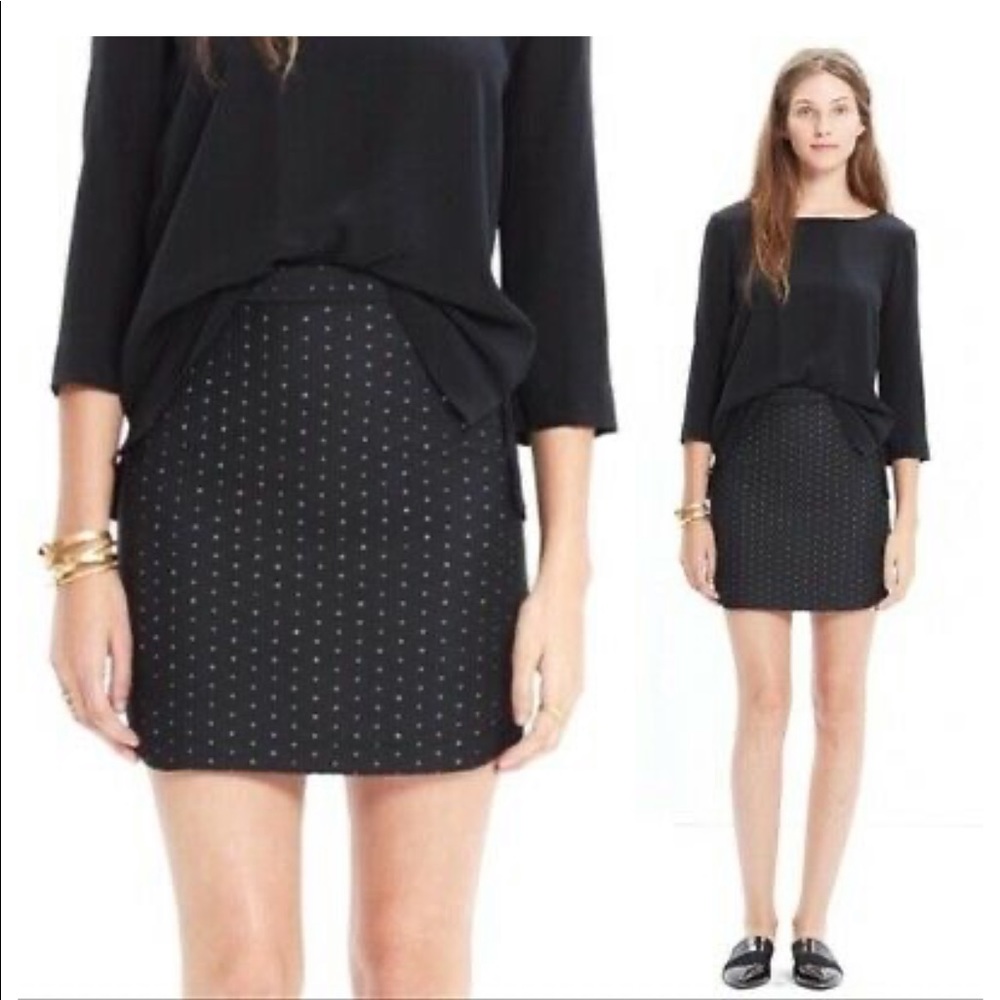 Madewell Shirttail Skirt Night Fall Jacquard Black